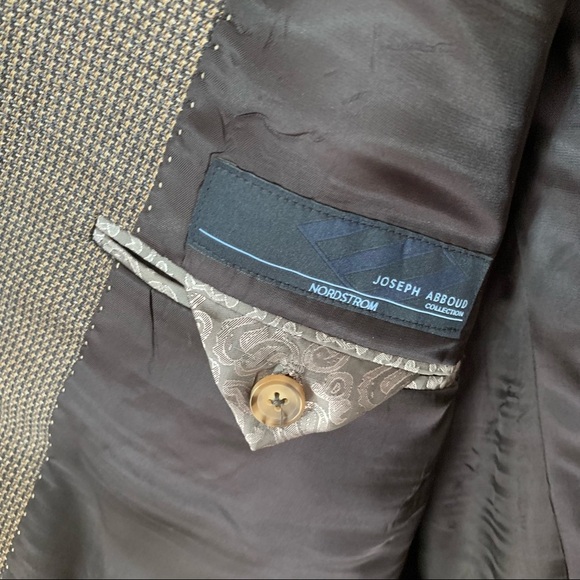 JOSEPH ABBOUD 2 Button Blazer Sport Coat Silk Wool Textured Grey Tan Brown 44R - Picture 4 of 16